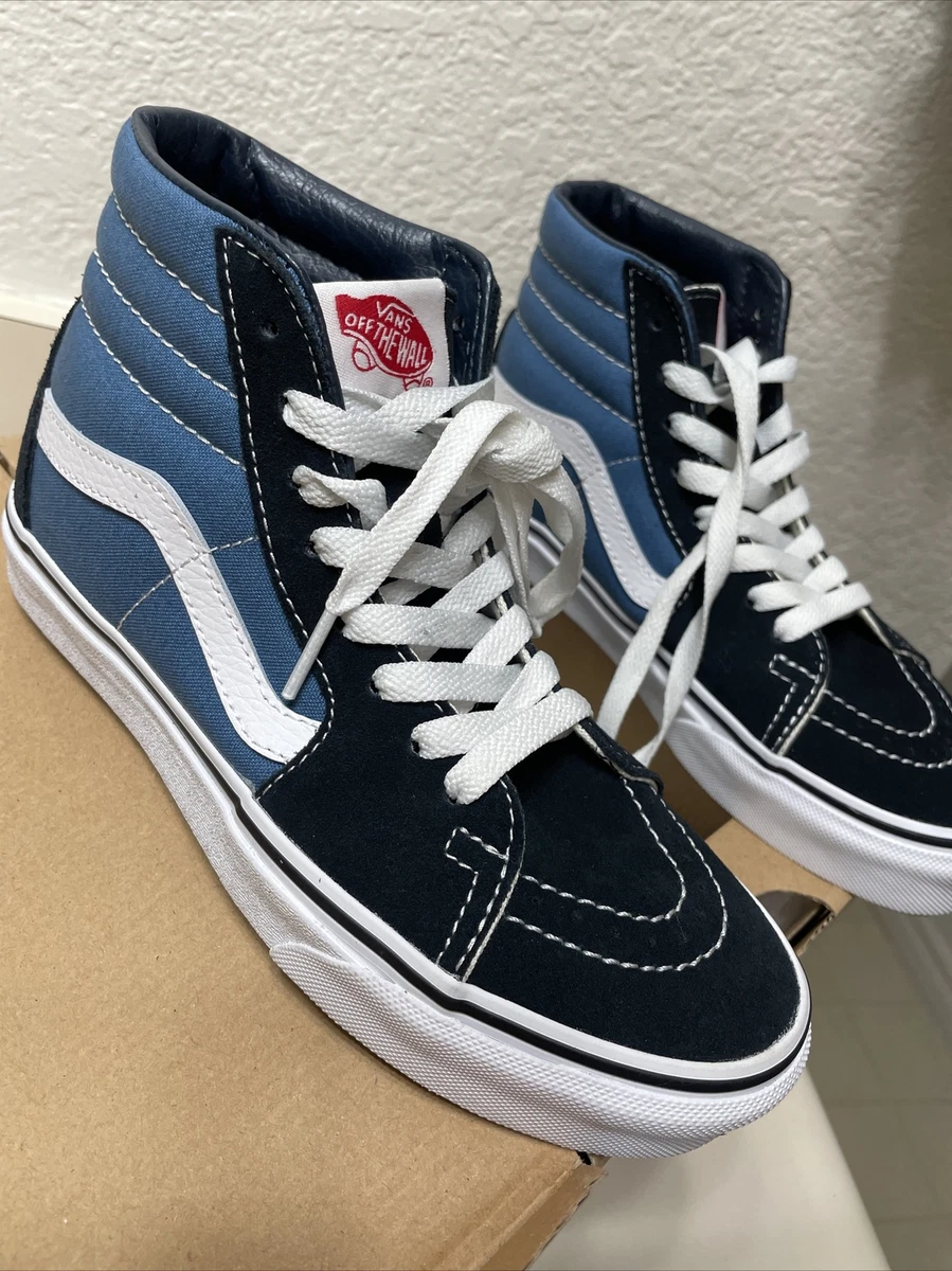 VANS Sk8 Hi Royal Navy Blue Canvas Skateboarding Shoes Women Big Girls Sneak 5.5