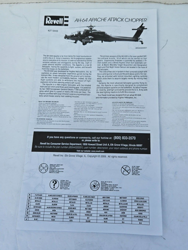 KIT MODELO HELICÓPTERO REVELL AH-64 APACHE 85-5443 CAJA ABIERTA DE COLECCIÓN - Imagen 14 de 15