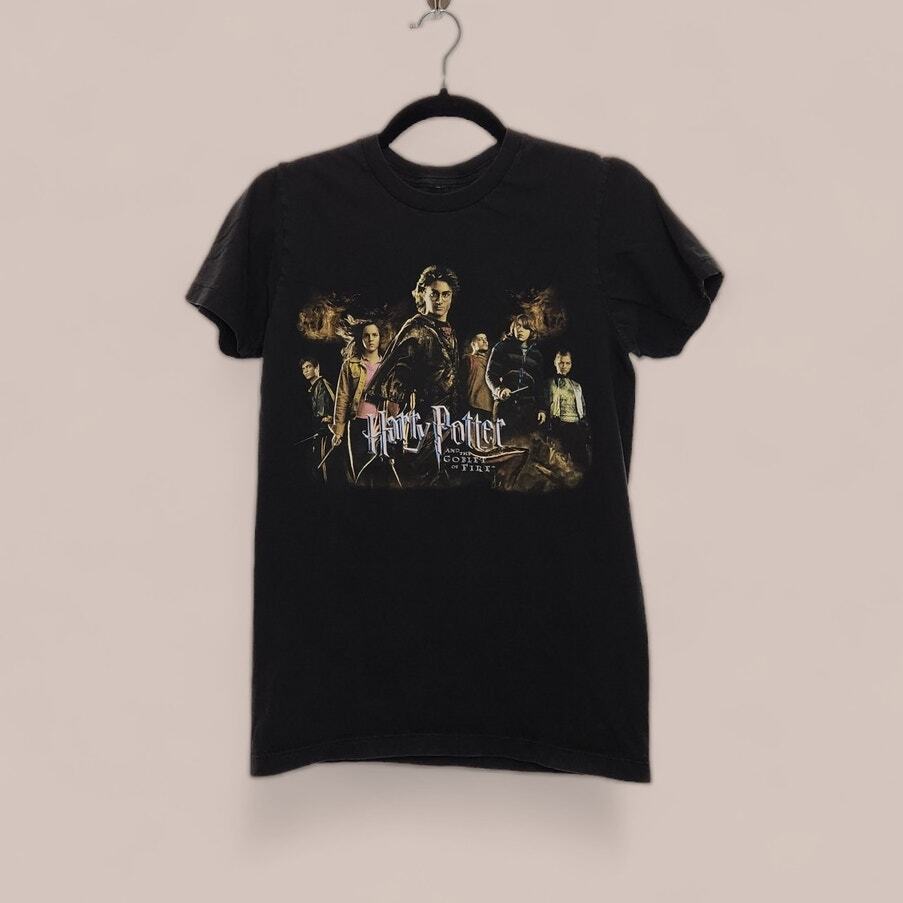 トップス Harrypotter goblet of fire vintageTshirt Vintage y2K Harry Potter Goblet Fire Promo Black Shirt Movie TV