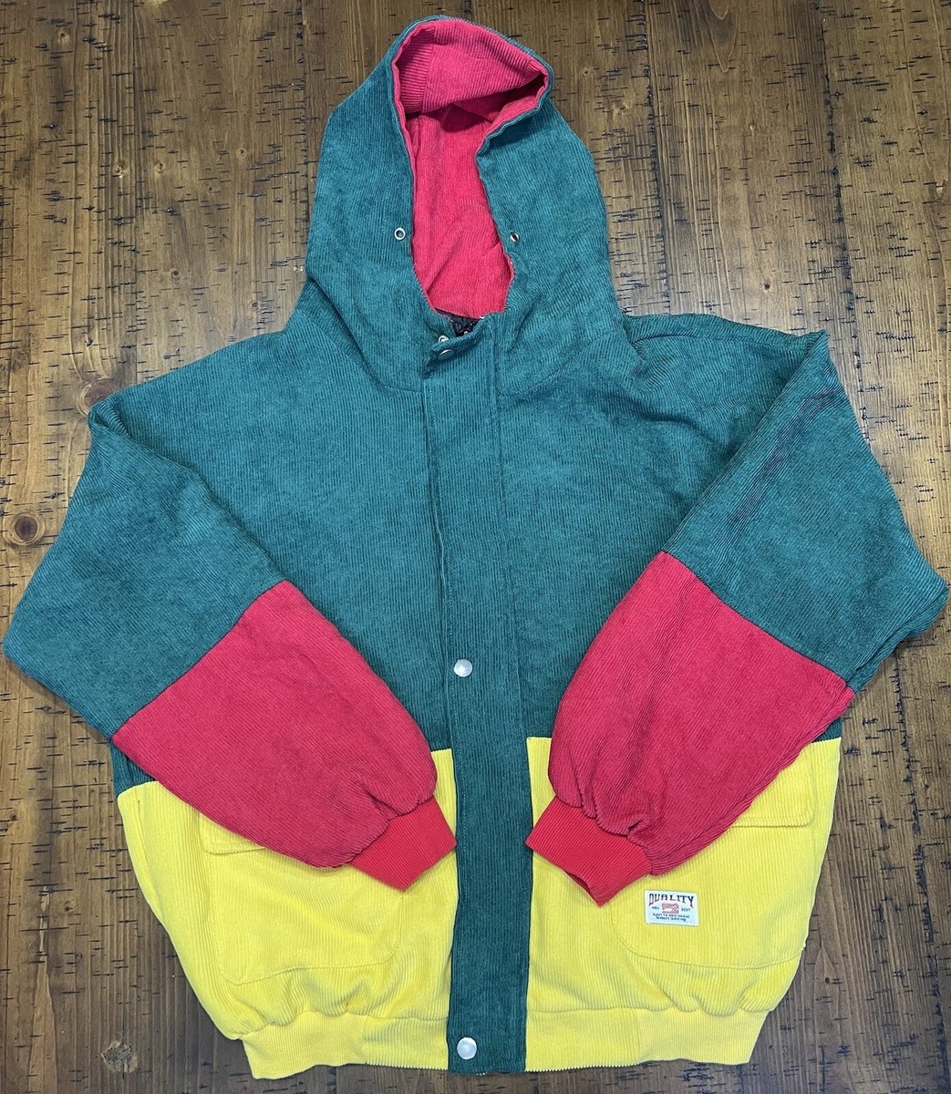 Duality Mens Vintage Jacket Corduroy Colorblock 90s