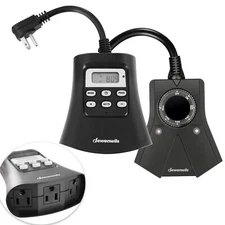 DEWENWILS Digital Outdoor Timer Waterproof Plug in Light Timer Switch Black
