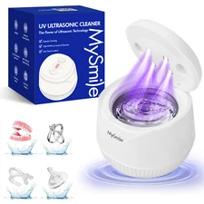 MySmile 45kHz Ultrasonic UV Cleaner for Dentures, Retainer, Jewelry -White/Black