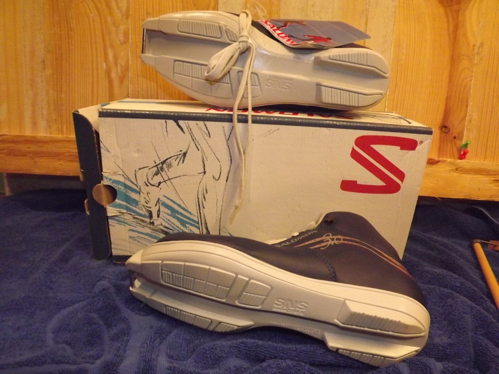 Scarponi da sci nordico Salomon 3.0 vintage taglia 40 fondo NOS scatola blu belli! 1976