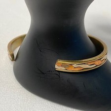 Tricolor Metal Cuff Bracelet Unisex Thin Copper Silver Twist Gold Tone Lined