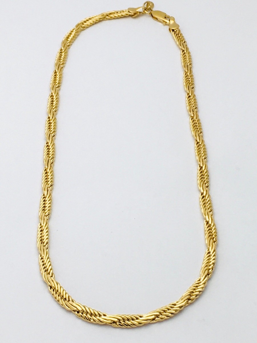 Vintage Signed Preview Gold Plated Braided Link Necklace Chain 17