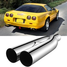 For Chevy Corvette C4 2.5 Dual Blast Pipes Muffler Pipe Exhaust Tip 19 Length