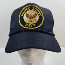 United States Navy Hat Adjustable Otto Symbol Blue Yellow Mesh Baseball Cap Rope