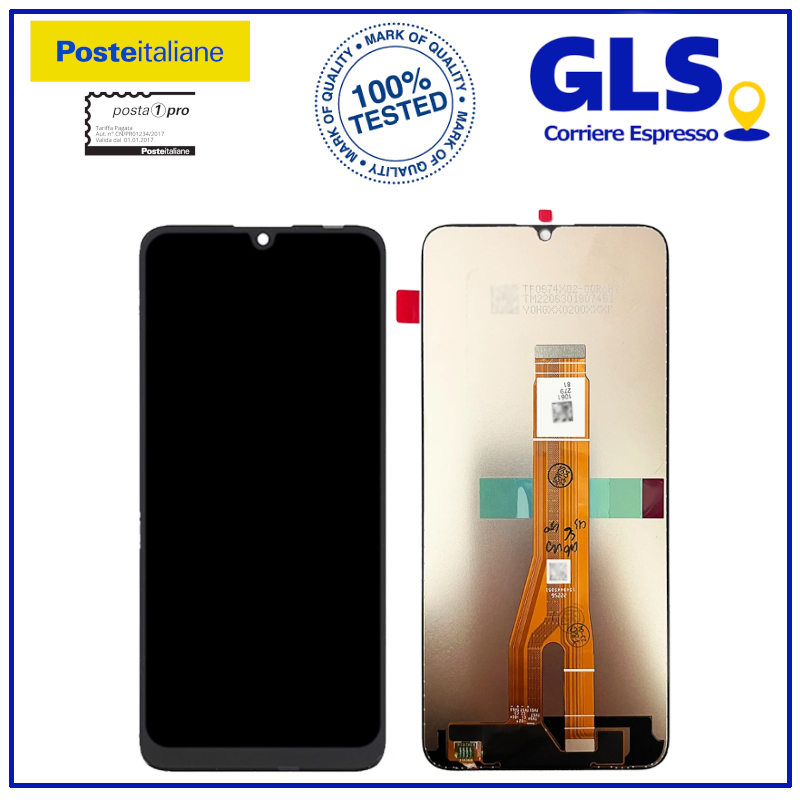 YHX-OU 6.75'' Nero+Telaio TFT Schermo LCD per Honor X7a RKY-LX2 LX1 LX3 ​LCD Display Touch Screen Digitizer Ricambio Assembly con Utensili Inclusi + Vetro temperato
