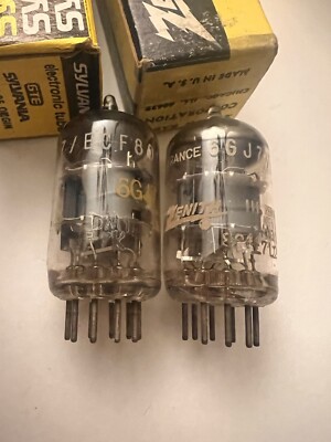 Pair Nos 6GJ7 / ECF801 Vacuum Tubes Made In France La Radio Technique For Zenith