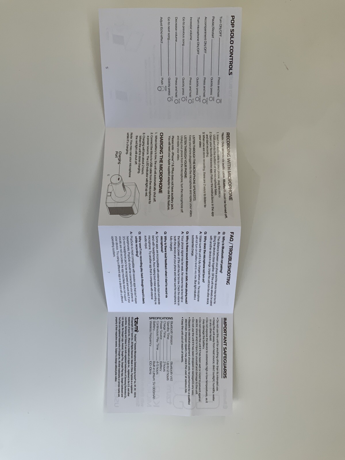 tzumi pop solo glow led karaoke microphone & speaker