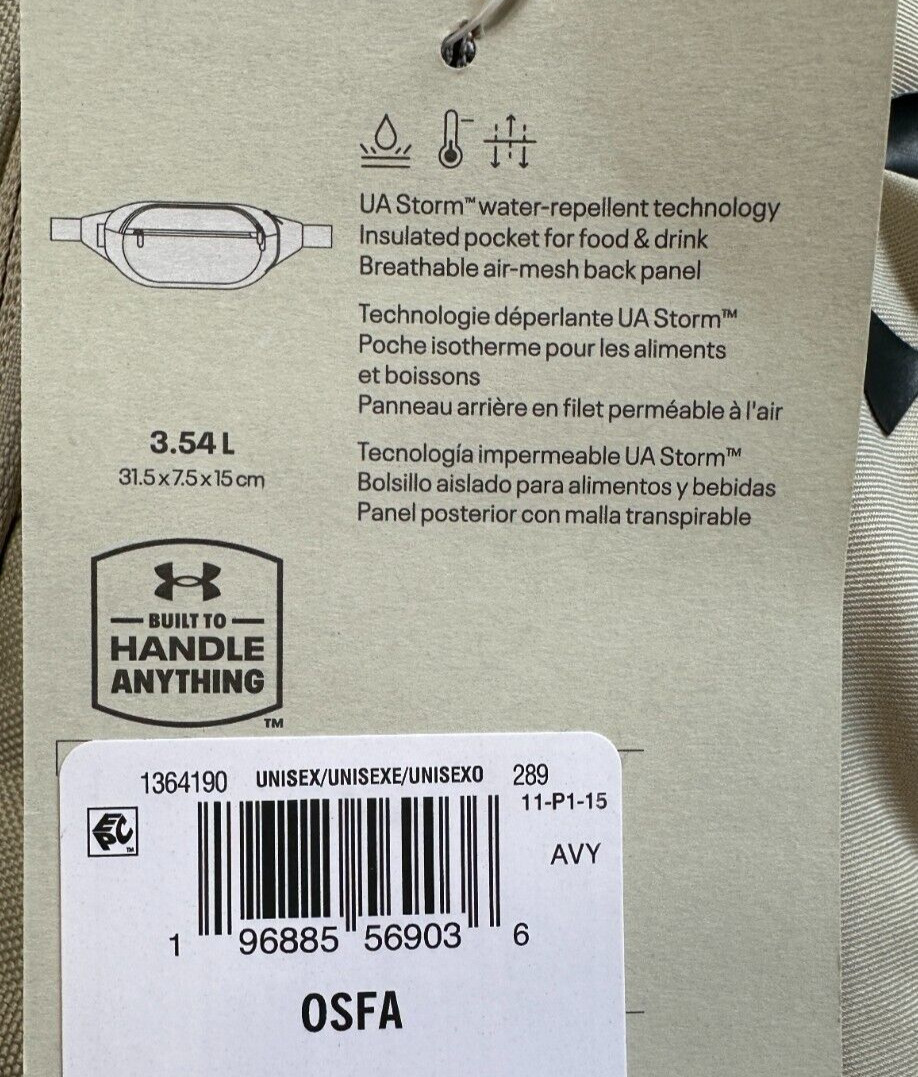 Under Armour Unisex UA Flex Waist Bag Sling Hip Fanny Pack Khaki 1364190-289 NWT