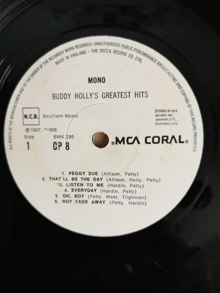 Buddy Hollys Greatest Hits Orginal Mono Release MCA/ Coral Records 1958 VG / VG+ - Image 4 of 4