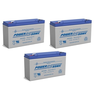 Power-Sonic 3 Pack - PS-6100 6V 12AH UPS Battery for Streamlight LIGHTBOX
