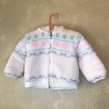 VINTAGE Tiny Tots Original Sherpa Lined Acrylic Pastel Baby Hoodie 80 s 18Months