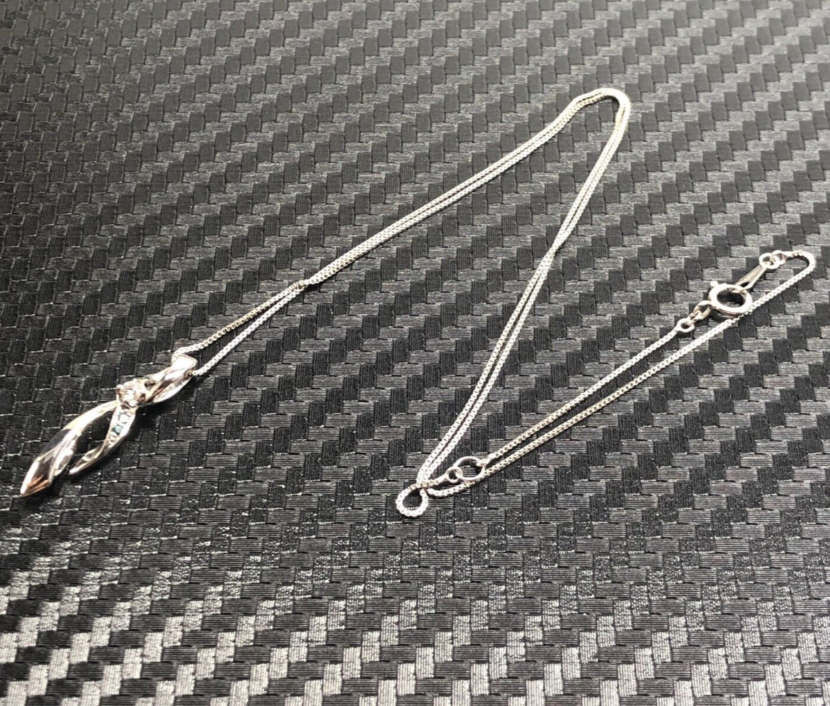 K10WG 0.06ct Diamond Gold Necklace 39cm JAPAN Pre-owned | eBay