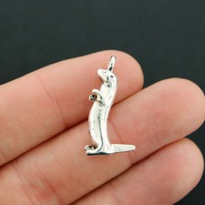 4 Otter Charms Antique Silver Tone 3D Adorable - SC2735