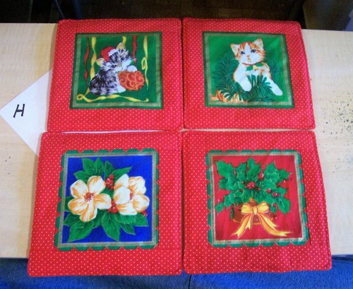 AF0641 HANDMADE BY SELLER Christmas Kitten Cat Flower 4 COASTERS MUG MAT RUG 5" - Picture 14 of 15