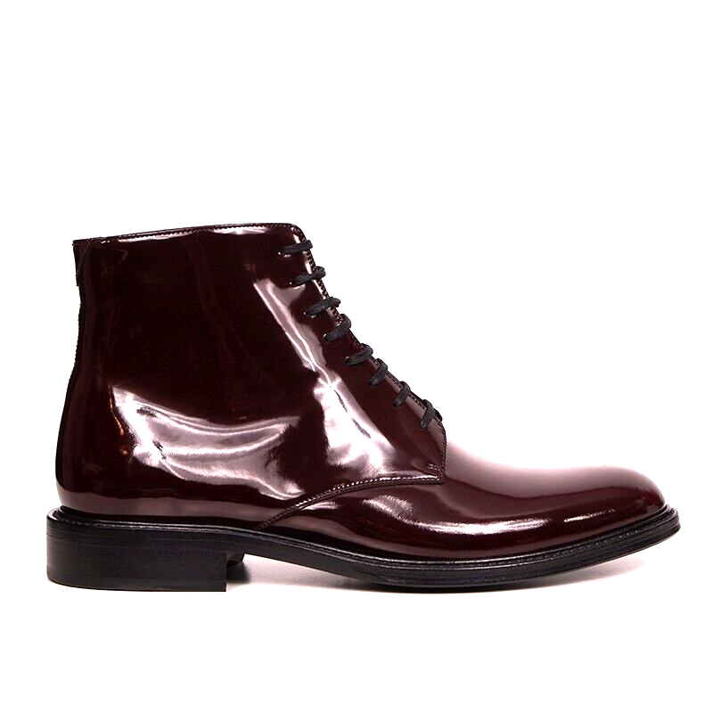 Stivali con lacci 45 5 US 12 5 NUOVI $995 SAINT LAURENT da uomo rosso PELLE LUCIDA ARMY 20
