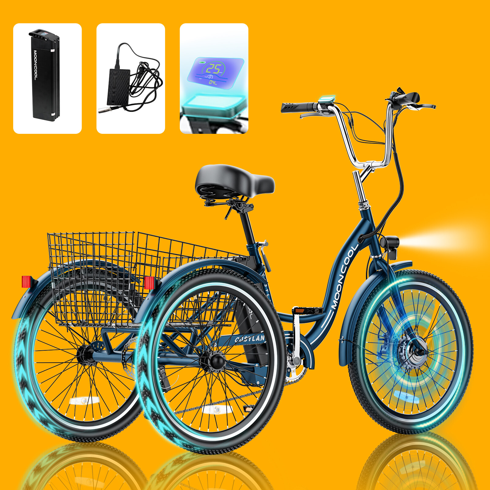 NAIZEA Electric Trike, Electric Tricycle for Adults, 26" 24"