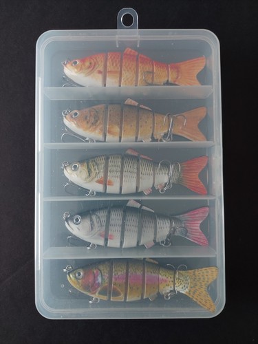 Lifelike swimbait crankbait fishing lures 5 pack lot tackle box multi jointed - Picture 11 of 14