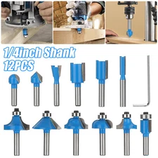 12PCS Carbon Milling Cutter Router Bit Set Tungsten Carbide Router 1/4" Shank US