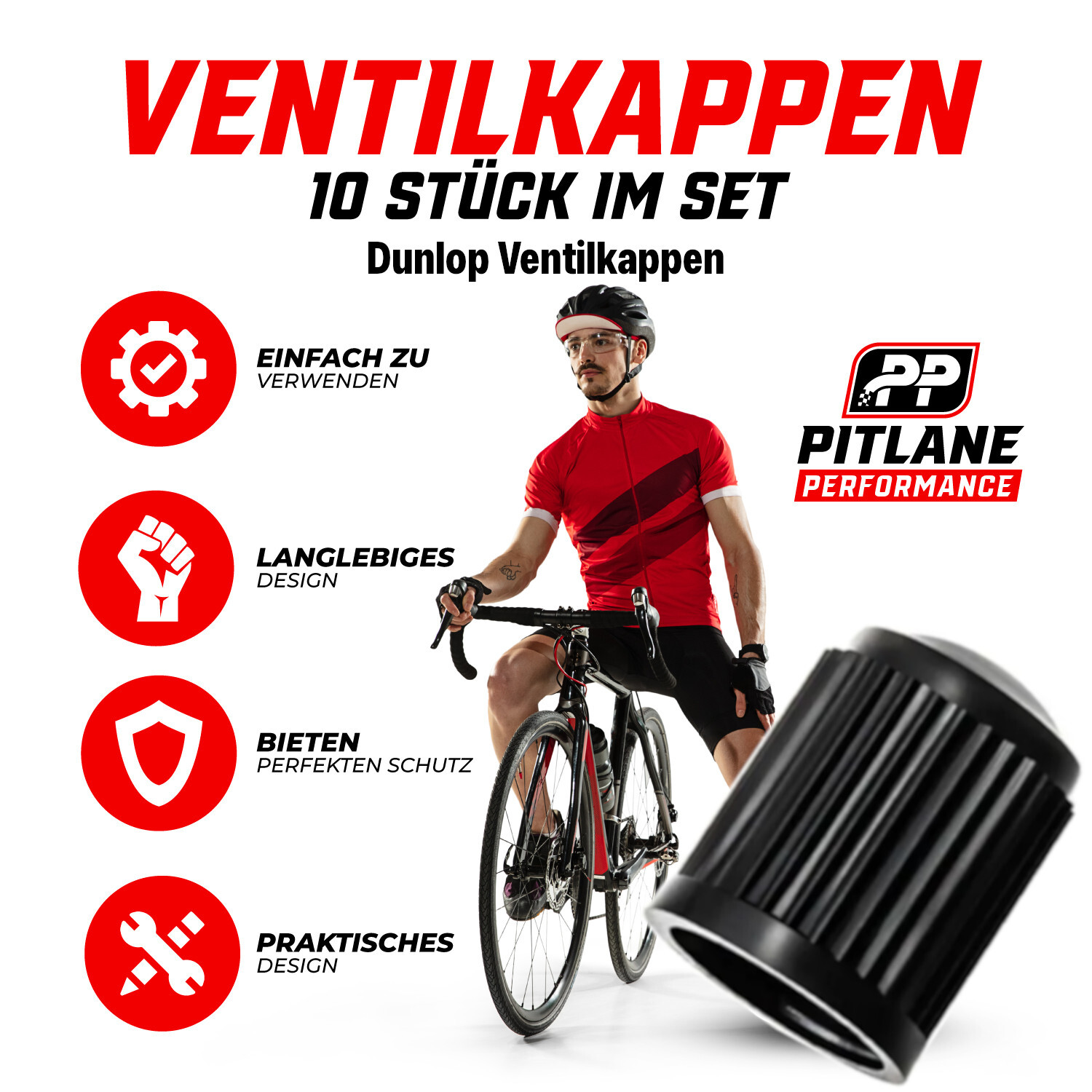 10x Tappi Valvola Tappi Valvola Dunlop & Presta E-Bike Tappi Valvola Pneumatici Francese foto 5