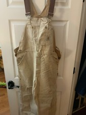 VTG Union Made Carhartt Brown Double Knee Men's Bib Overalls 38x32 6FB Duck Canv
