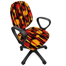 Abstract Office Chair Slipcover Circles Funky 70er Motifs