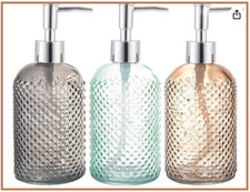 3 Pack Assorted Glass 15 oz Lotion Soap Dispenser Bottle with Pump for Bathroom 
