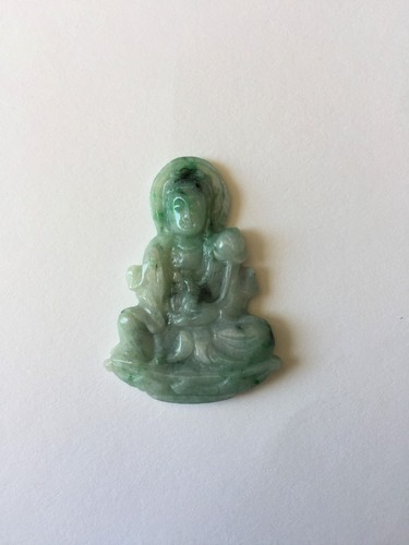 Lady Quan/Kwan Yin Buddha Natural Grade A 100% Green Jade (pendant) - JJ40 - Picture 7 of 12