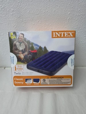 Air Mattress Bed Twin Classic Downy Inflatable Intex 68757WA Camping Blue NEW