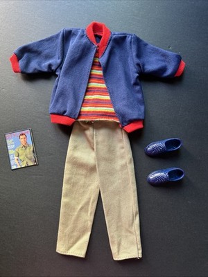 1998 Ken Fashion Avenue (18099): Striped Shirt and Blue / Red Jacket Complete