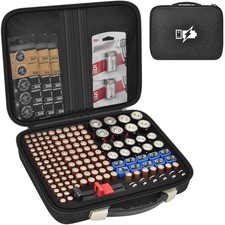 Battery Organizer Storage Case with 200 Batteries AA AAA D 9V Button , Port...