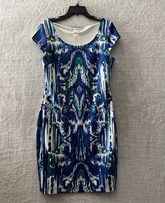 Sangria Womans Pecnil Dress Multicolor 12 Geometric Short Sleeve