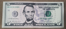 2021 5 Dollar bill star note Ft. Worth QB06383888*