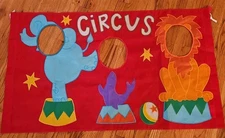 Circus Animal Photo Backdrop Face Cutout Embroidered Party Hanging Flag Banner