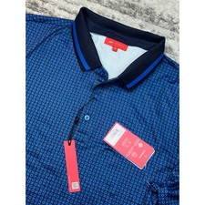 REDVANLY Polo Shirt Men XL Marine Blue Norvins Geometric Performance R2501