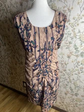 COLLECTIVE CONCEPTS Lined ROSEBUD Zip Gathered DRESS Size Medium