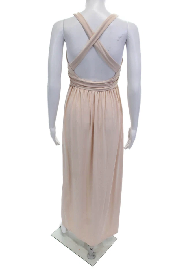 Maxi Vestido Susana Monaco Mujer Beige Cuello en V Sin Mangas Nylon/Spandex Talla XS Foto 3 de 4