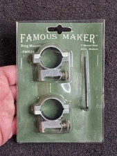 Famous Maker 1" Weaver Style Medium Silver Ring Mounts Model FMR2S * See Pics
