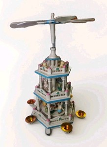 Vintage Lillian Vernon Easter Go Round 3 Tier Wood Carousel Pyramid 19"