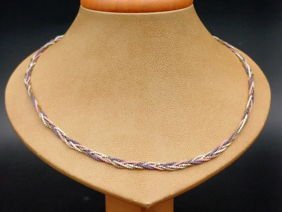 COLLANANINA GIROCOLLO  METALLO TRECCIA MULTICOLORE - Immagine 2 di 4