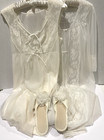 VTG Shadowline White Bridal Peignoir Lace Sheer Pearls Long Gown Robe Slippers — photo 1