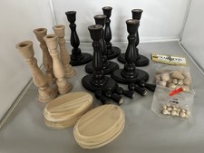 Unfinished / Painted Mix Wood Candle Holders Oval Bases Lot