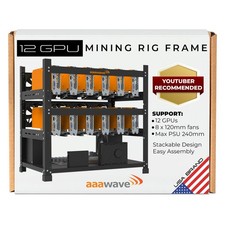 12GPU Mining Rig Frame - The Sluice V2 Steel Open Frame Mining Rig Case, Stac...