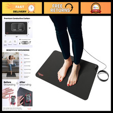 Grounding Mat for Desk Floor - Conductive Carbon Pad, 15ft Cord, Non-Slip, 24"