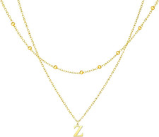 Initial Necklaces for Women 18K Gold Plated Layered Letter Necklace A-Z Dainty S