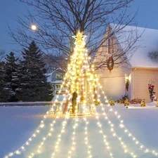 12FT Christmas Decoration Star Lights Outdoor Waterfall Star String Lights