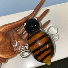 Bumblebee Art Glass Paperweight Figurine Vintage Murano Style Honey Bee 4.5" @@