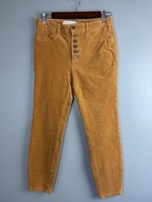 Anthropologie Pilcro High Rise Skinny Corduroy Pants Mustard Size 28 Button Fly